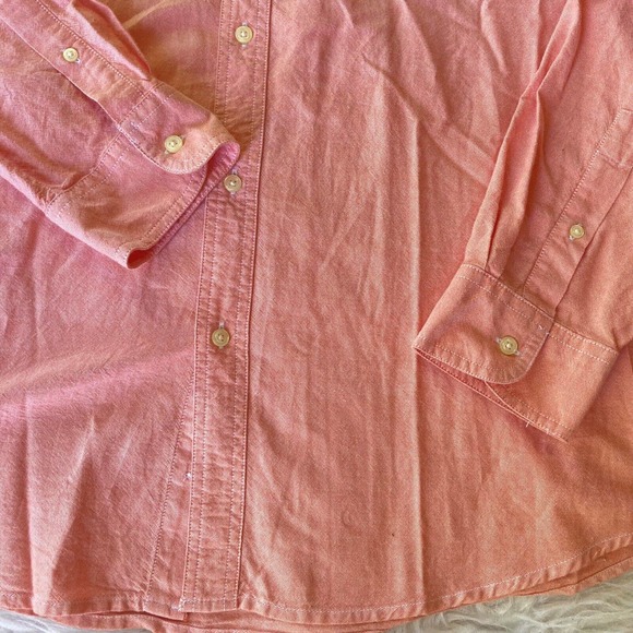 Mens Chaps Easy Care Long Sleeve Coral Button Front Shirt Size XXL 2XL Preppy - Picture 3 of 9